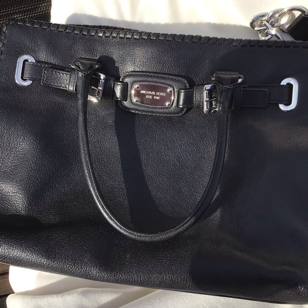 Michael Kors Black Leather Shoulder Bag with Long Strap